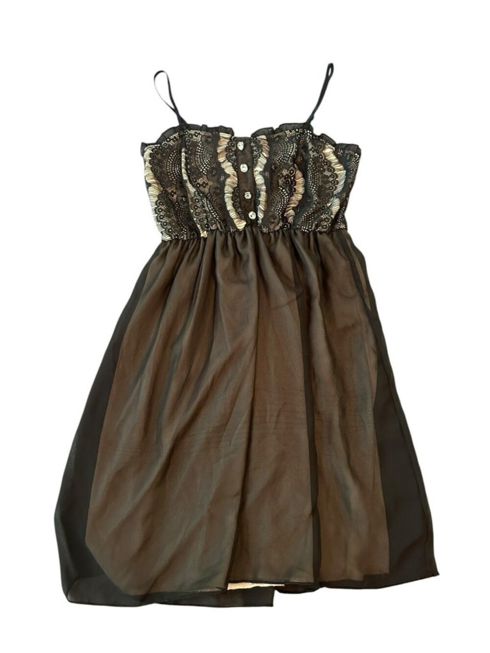 Whimsigoth Daytrip Dress XS Black Lace Bodice Empire Waist Romantic Fairycore